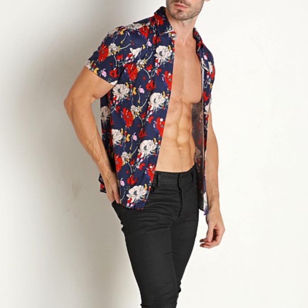 NWOT! ST33LE Men’s floral short sleeved button down shirt, size S